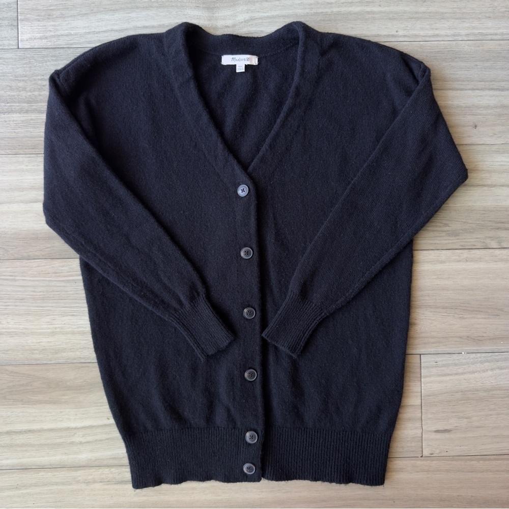 Madewell V-Neck Slim Black Cardigan in True Black Size XXS